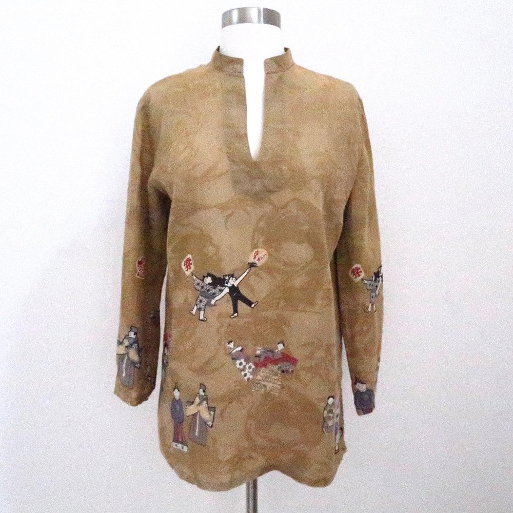 CITRON SANTA MONICA Asian print tunic top sz M